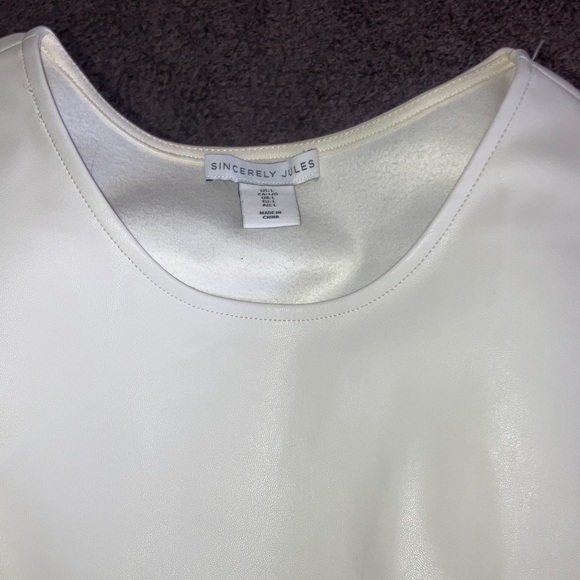 Chic Cream Women's Blouse faux leather - Picture 5 of 7